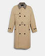 COACH®,TRENCH COAT IN ORGANIC COTTON AND RECYCLED POLYESTER,Organic Cotton,Khaki,Front View