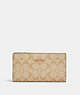 COACH®,SLIM ZIP WALLET IN SIGNATURE CANVAS,pvc,Gold/Light Khaki Chalk,Front View