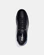 COACH®,CLIP LOW TOP SNEAKER WITH EMBROIDERY,Leather,Black,Inside View,Top View