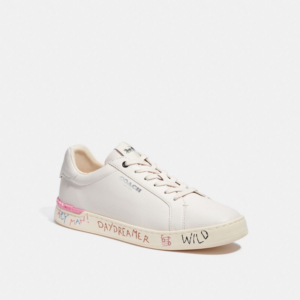 COACH®,CLIP LOW TOP SNEAKER WITH EMBROIDERY,Chalk,Front View