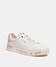COACH®,CLIP LOW TOP SNEAKER WITH EMBROIDERY,Leather,Chalk,Front View
