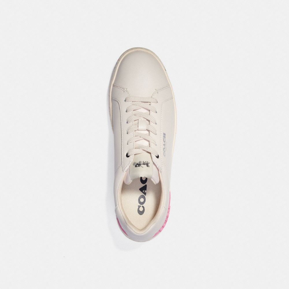 COACH®,CLIP LOW TOP SNEAKER WITH EMBROIDERY,Chalk,Inside View,Top View