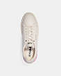 COACH®,CLIP LOW TOP SNEAKER WITH EMBROIDERY,Leather,Chalk,Inside View,Top View