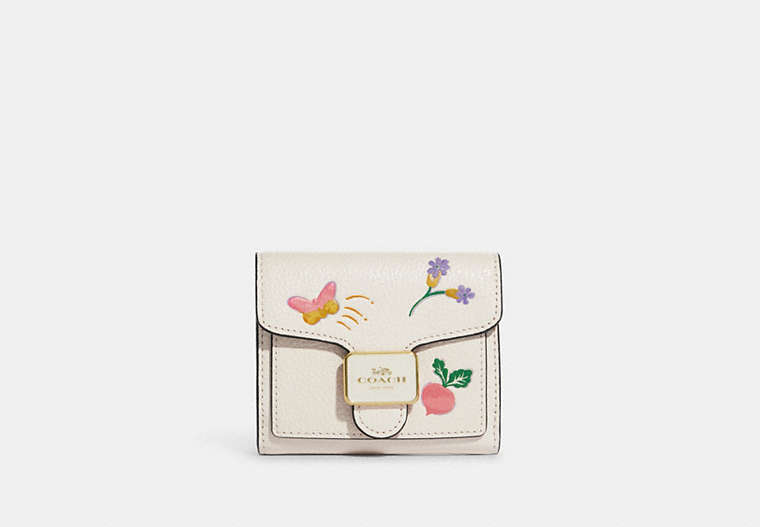 COACH®,PEPPER WALLET WITH DREAMY VEGGIE PRINT,Gold/Chalk Multi,Front View