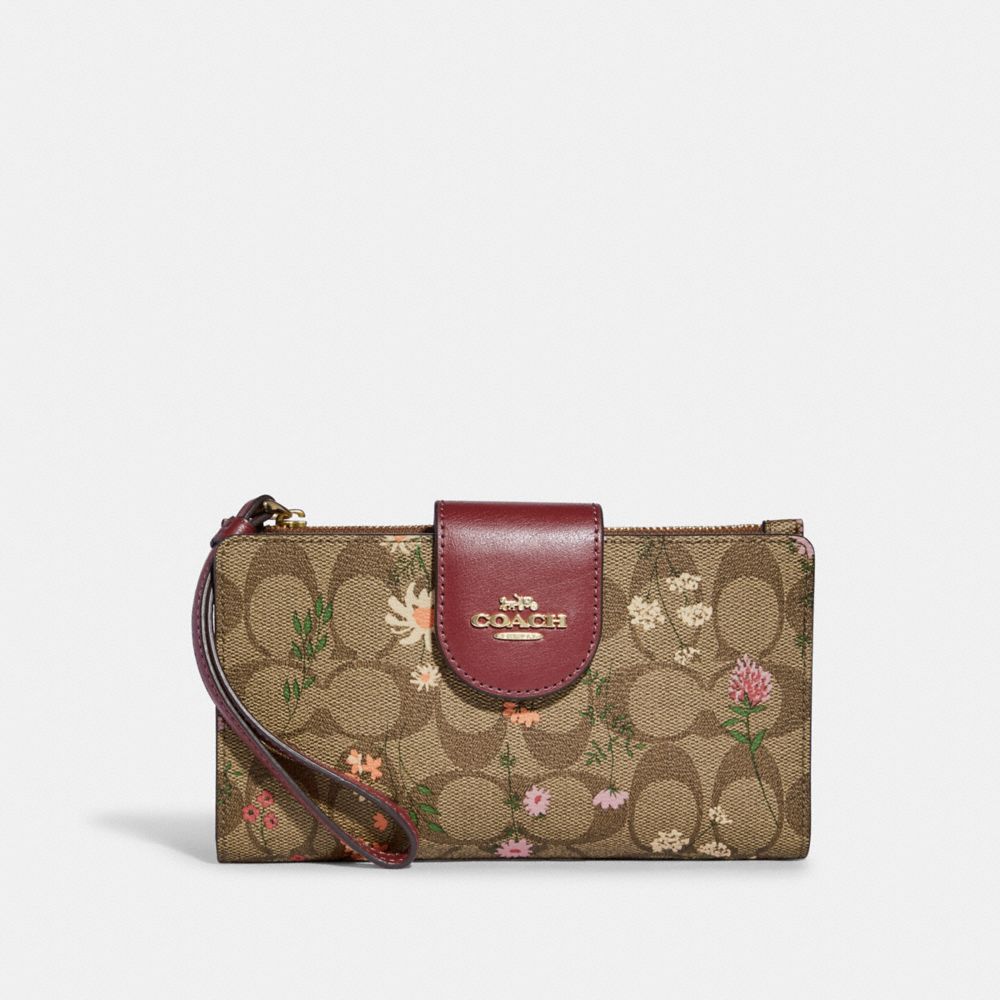 Coach Tech Wallet In Signature Canvas With Wildflower Print Khaki Multi in  2023