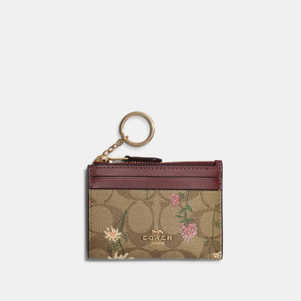 🌼Coach Mini Skinny Id Case In Signature Canvas With Wildflower Print  C8733🌼