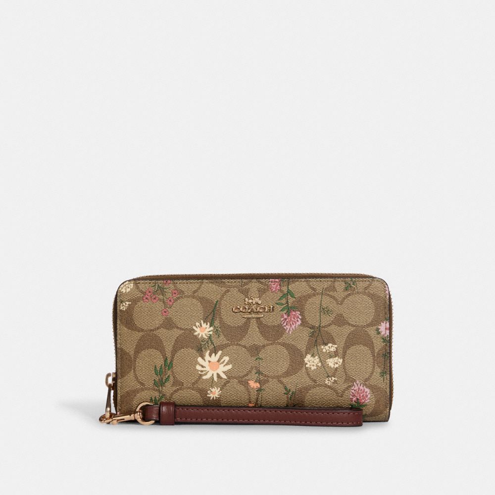 Long Zip Around Wallet In Signature Canvas With Wildflower Print