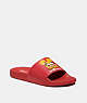 COACH®,DISNEY X COACH SPORT SLIDE WITH MICKEY MOUSE AND MINNIE MOUSE MOTIF,Leather,Electric Red,Front View