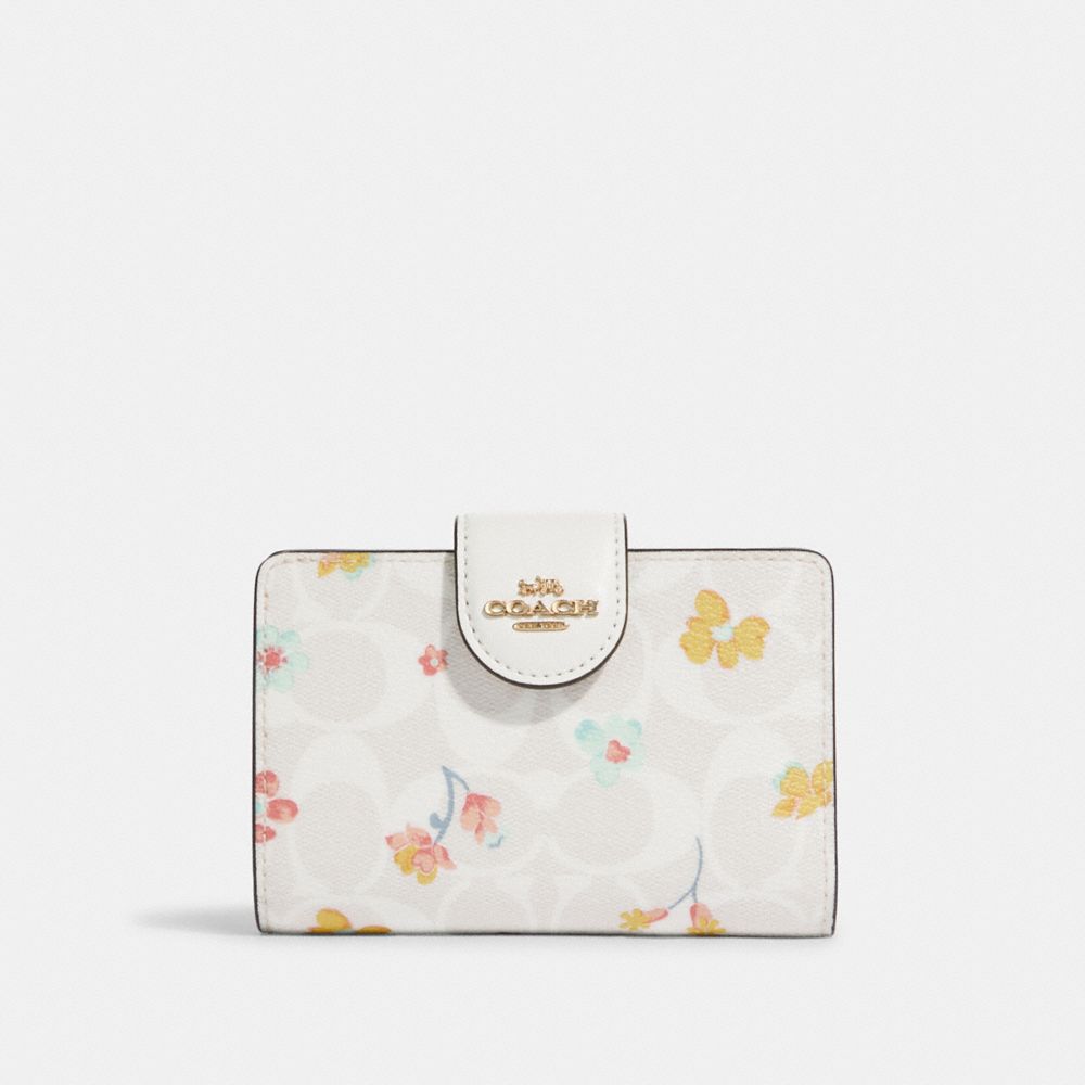 COACH®  Medium Corner Zip Wallet With Floral Cluster Print