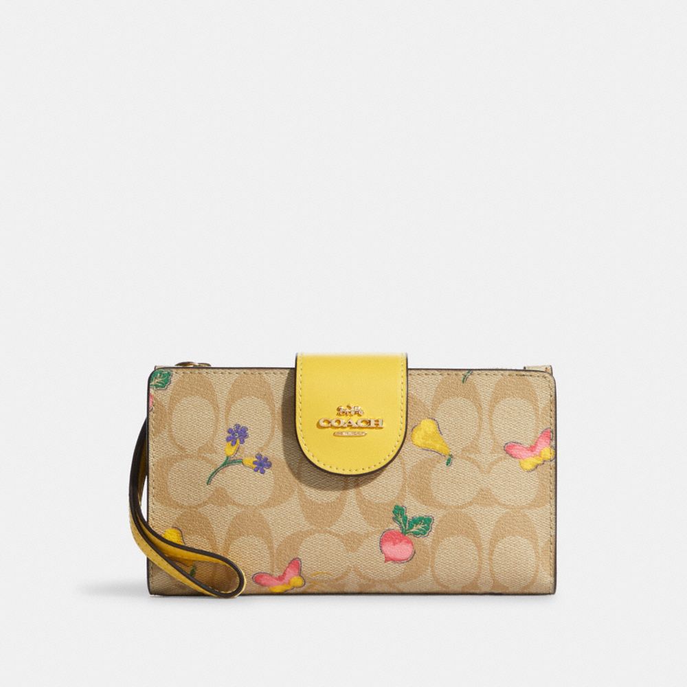 Phone Wallet In Signature Canvas With Dreamy Veggie Print