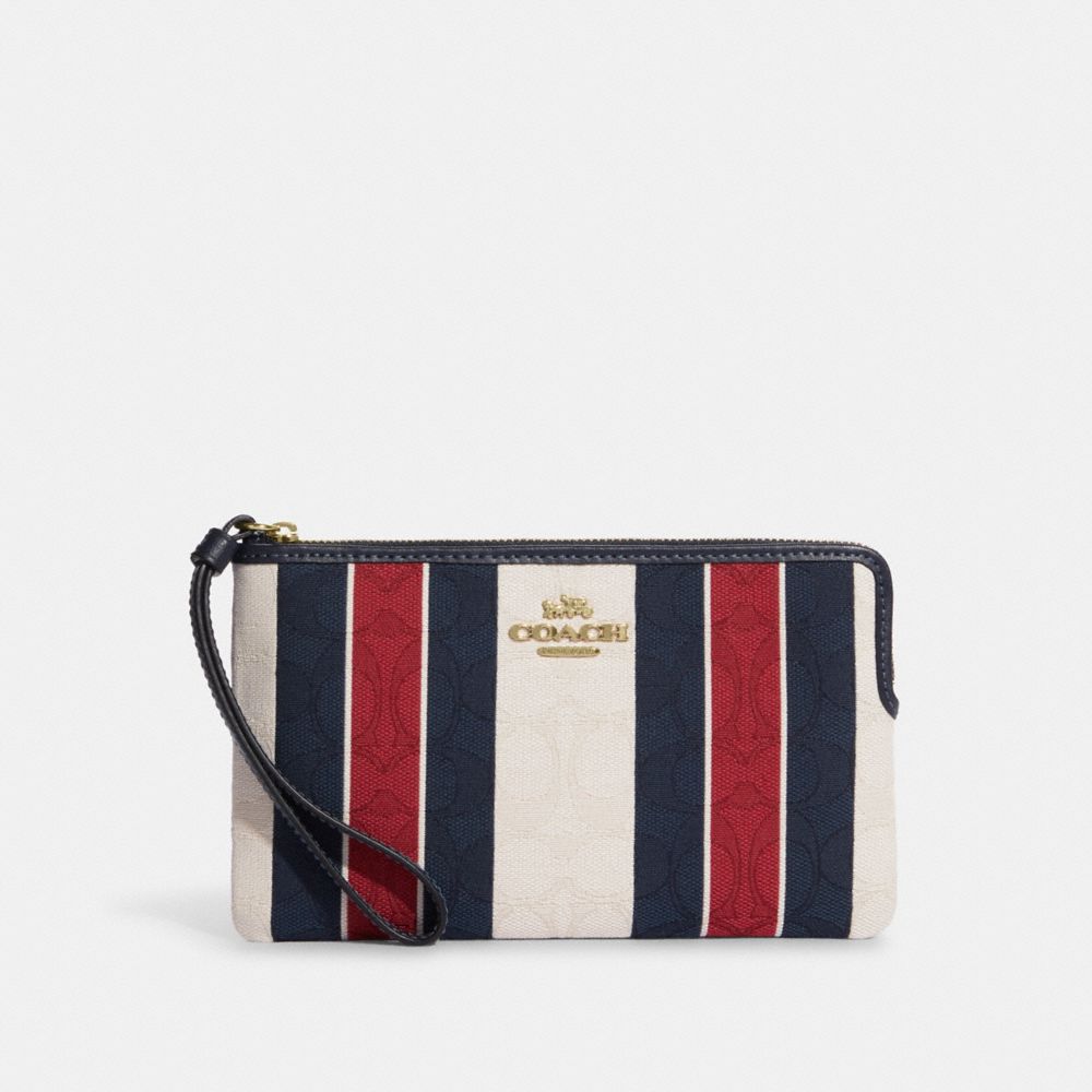 Corner Zip Wristlet With Coach Stripe