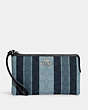 COACH®,LARGE CORNER ZIP WRISTLET IN SIGNATURE JACQUARD WITH STRIPES,Mini,Silver/Midnight Multi,Front View