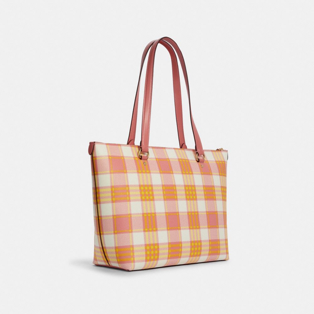 coach pink plaid purse