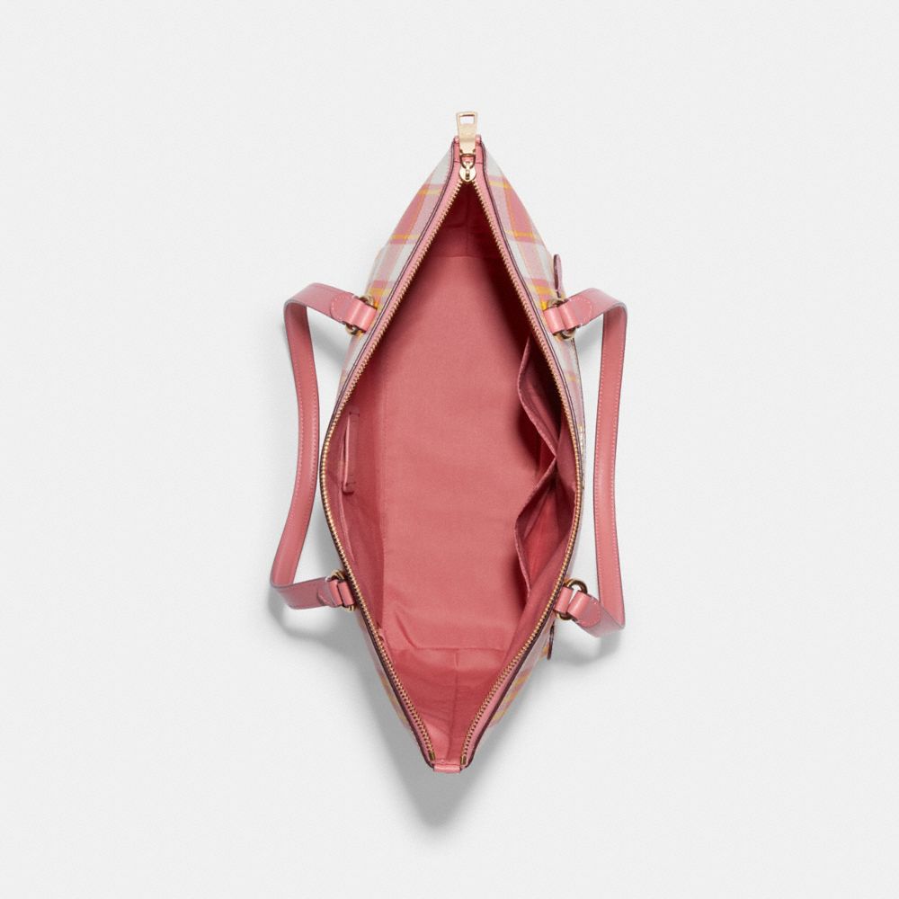 Gallery Tote Bag With Garden Plaid Print