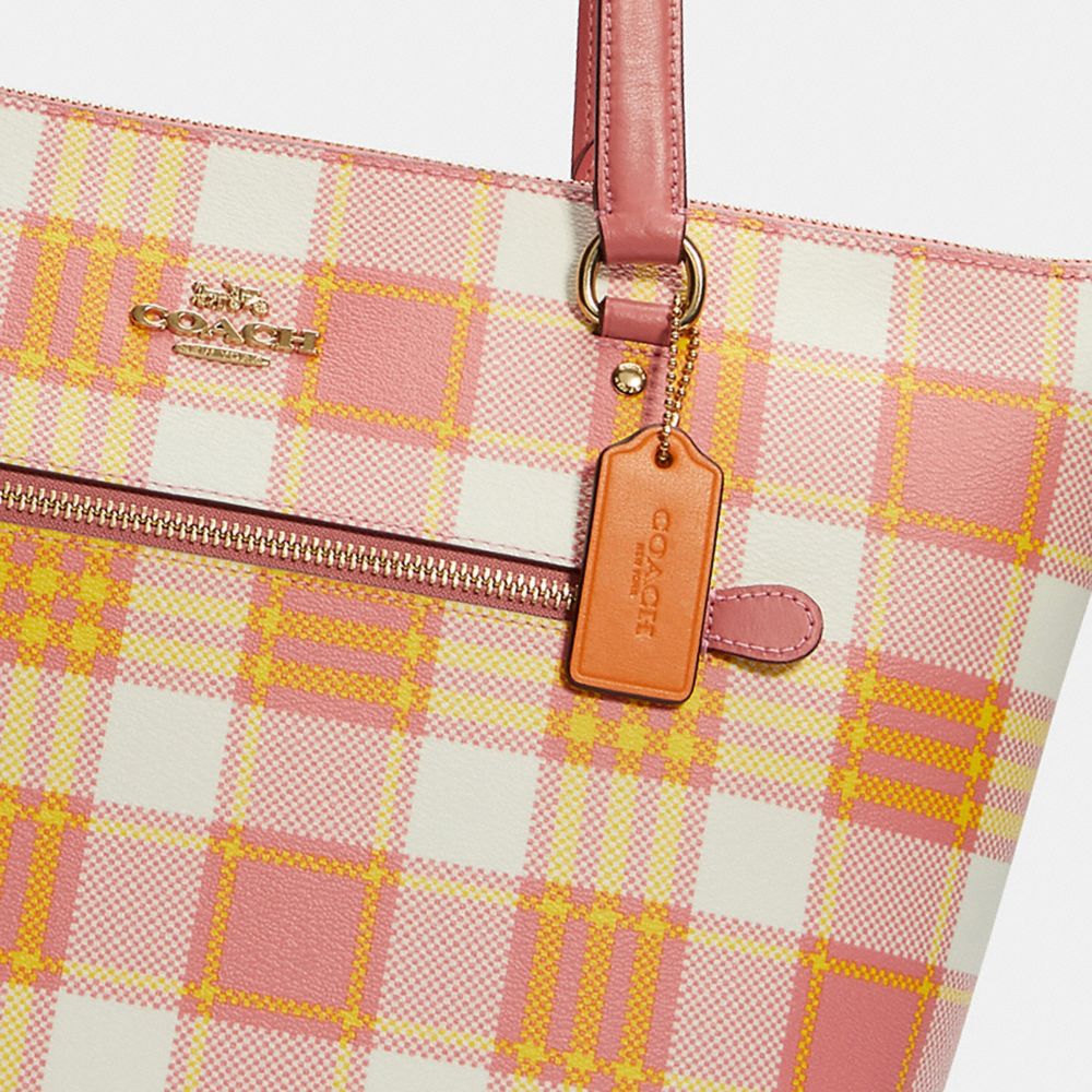 COACH® | Gallery Tote With Garden Plaid Print