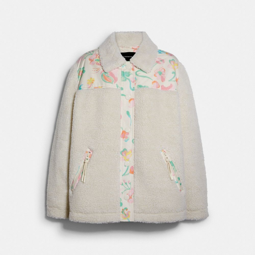 Blocked Floral Sherpa Jacket