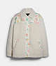 COACH®,BLOCKED FLORAL SHERPA JACKET,Fabric,Cream,Front View