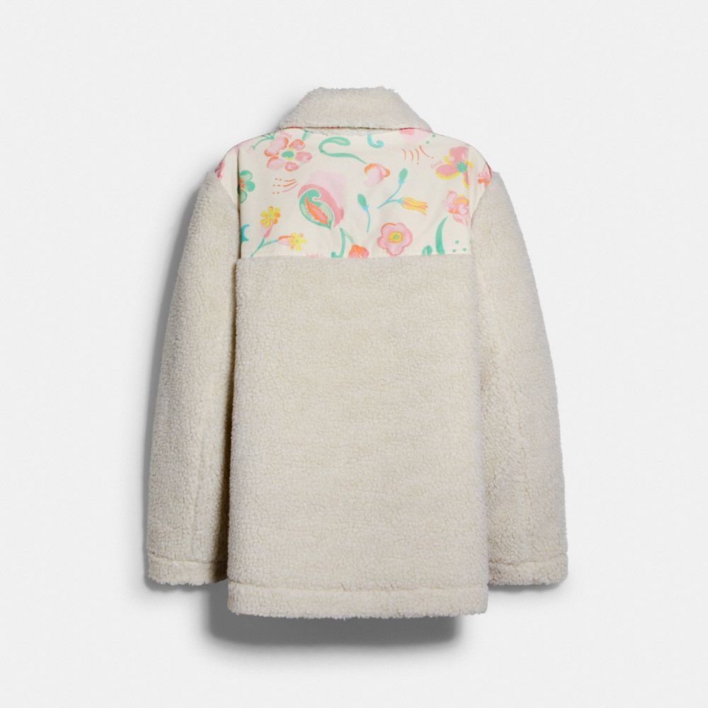 COACH® | Blocked Floral Sherpa Jacket