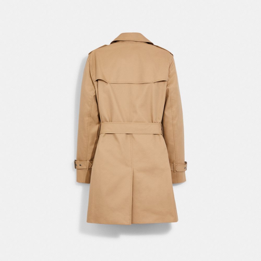 COACH®,Signature Lapel Mid Trench Coat,,Back View