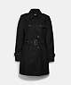 COACH®,SOLID MID TRENCH COAT,Fabric,Black,Front View