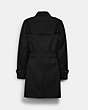 COACH®,SOLID MID TRENCH COAT,Fabric,Black,Back View