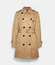 COACH®,SOLID MID TRENCH COAT,Fabric,Classic Khaki,Front View
