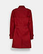 COACH®,SOLID MID TRENCH COAT,Fabric,Ruby,Back View