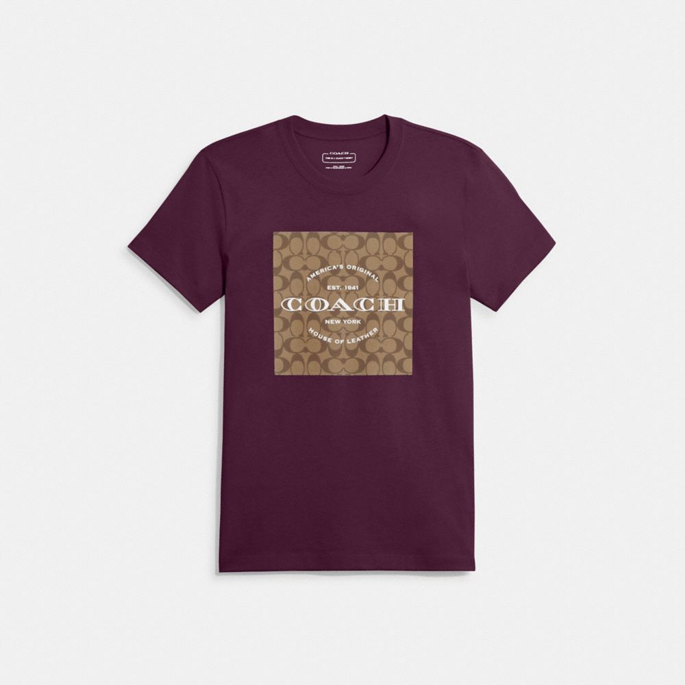 COACH®,SIGNATURE T-SHIRT IN ORGANIC COTTON,Beet,Front View