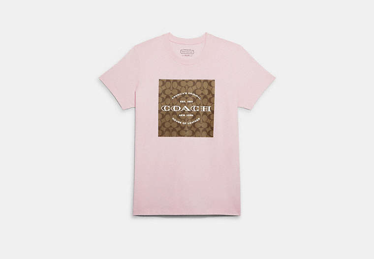 COACH®,SIGNATURE T-SHIRT IN ORGANIC COTTON,Light Pink,Front View