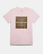 COACH®,SIGNATURE T-SHIRT IN ORGANIC COTTON,Fabric,Light Pink,Front View