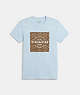 COACH®,SIGNATURE T-SHIRT IN ORGANIC COTTON,Fabric,Icy Blue,Front View