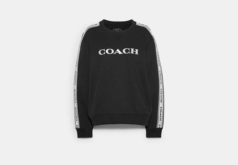 COACH®,ESSENTIAL CREWNECK,Fabric,Black,Front View image number 0