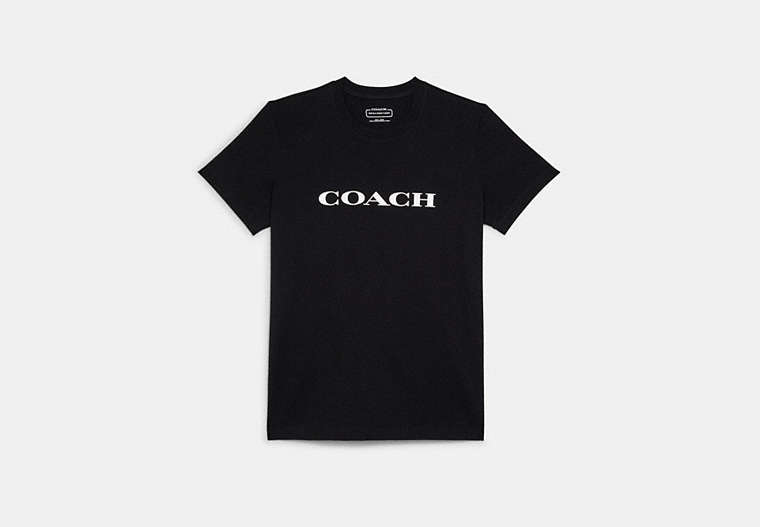 COACH®,ESSENTIAL T-SHIRT IN ORGANIC COTTON,Fabric,Black,Front View