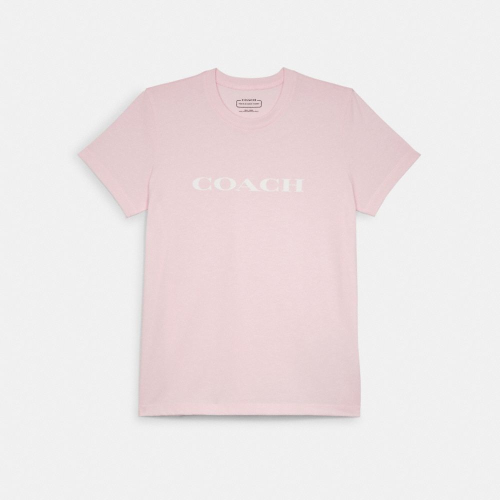 COACH®,ESSENTIAL T-SHIRT IN ORGANIC COTTON,Light Pink,Front View