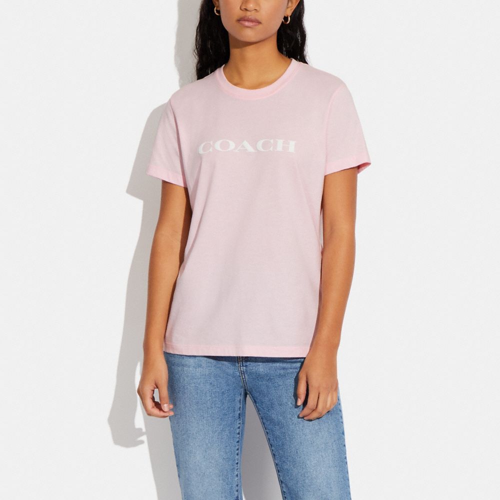 COACH®,ESSENTIAL T-SHIRT IN ORGANIC COTTON,Light Pink,Scale View