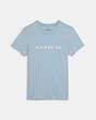 COACH®,ESSENTIAL T-SHIRT IN ORGANIC COTTON,Fabric,Icy Blue,Front View