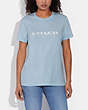 COACH®,ESSENTIAL T-SHIRT IN ORGANIC COTTON,Fabric,Icy Blue,Scale View
