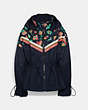 COACH®,FLORAL BLOCKED WINDBREAKER,Navy/Multi,Front View