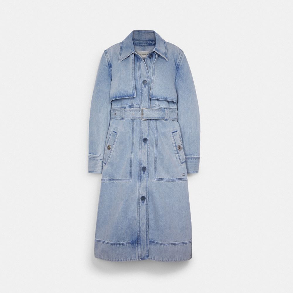 Monogram Denim Trench Coat - Luxury Grey