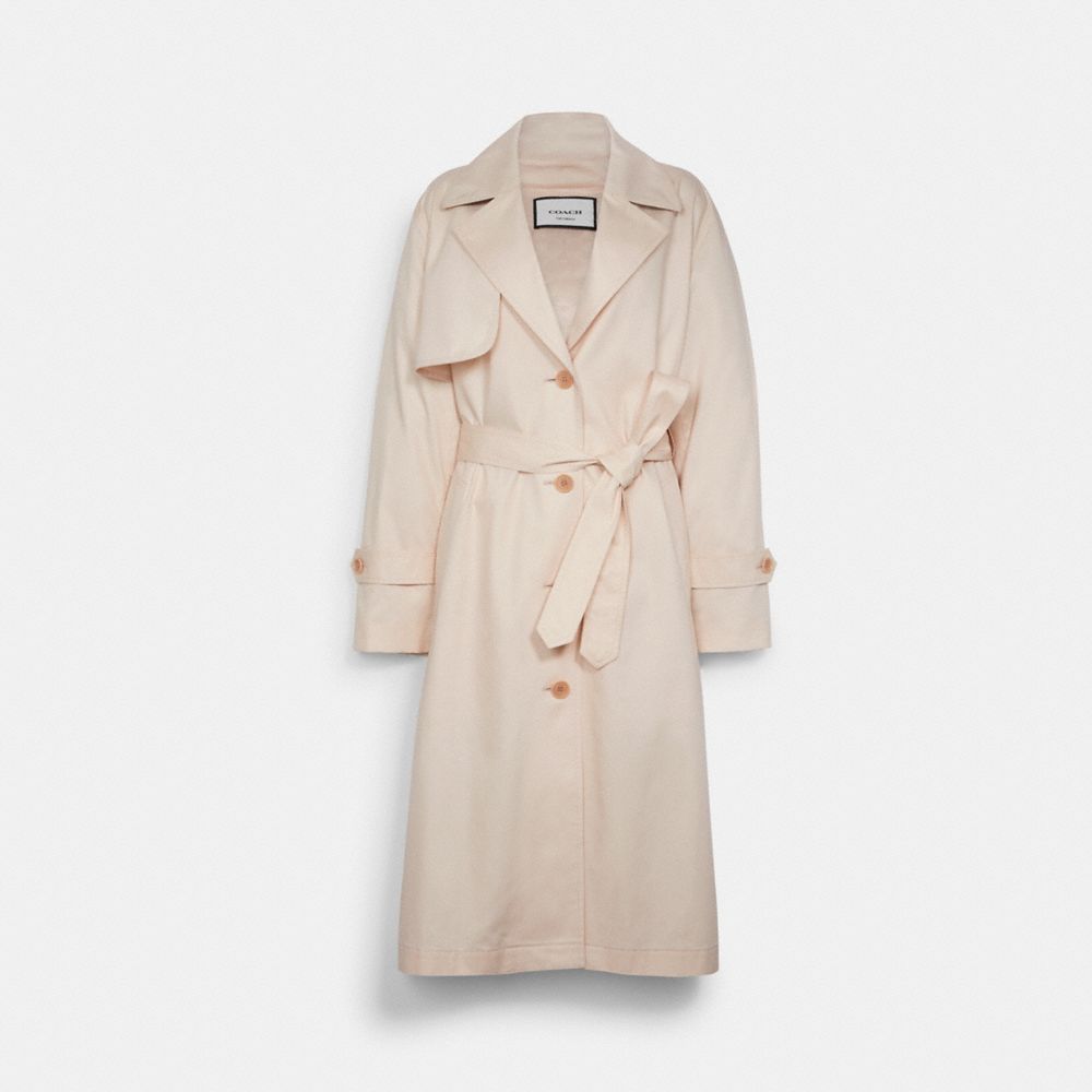 COACH®,LIGHT TRENCH COAT WITH SIDE SLIT,Silver Peony,Front View