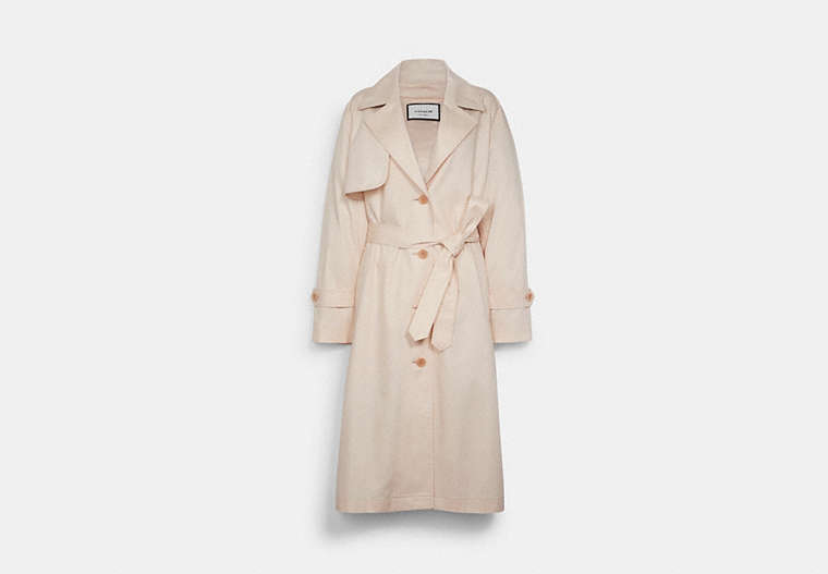COACH®,LIGHT TRENCH COAT WITH SIDE SLIT,cotton,Silver Peony,Front View