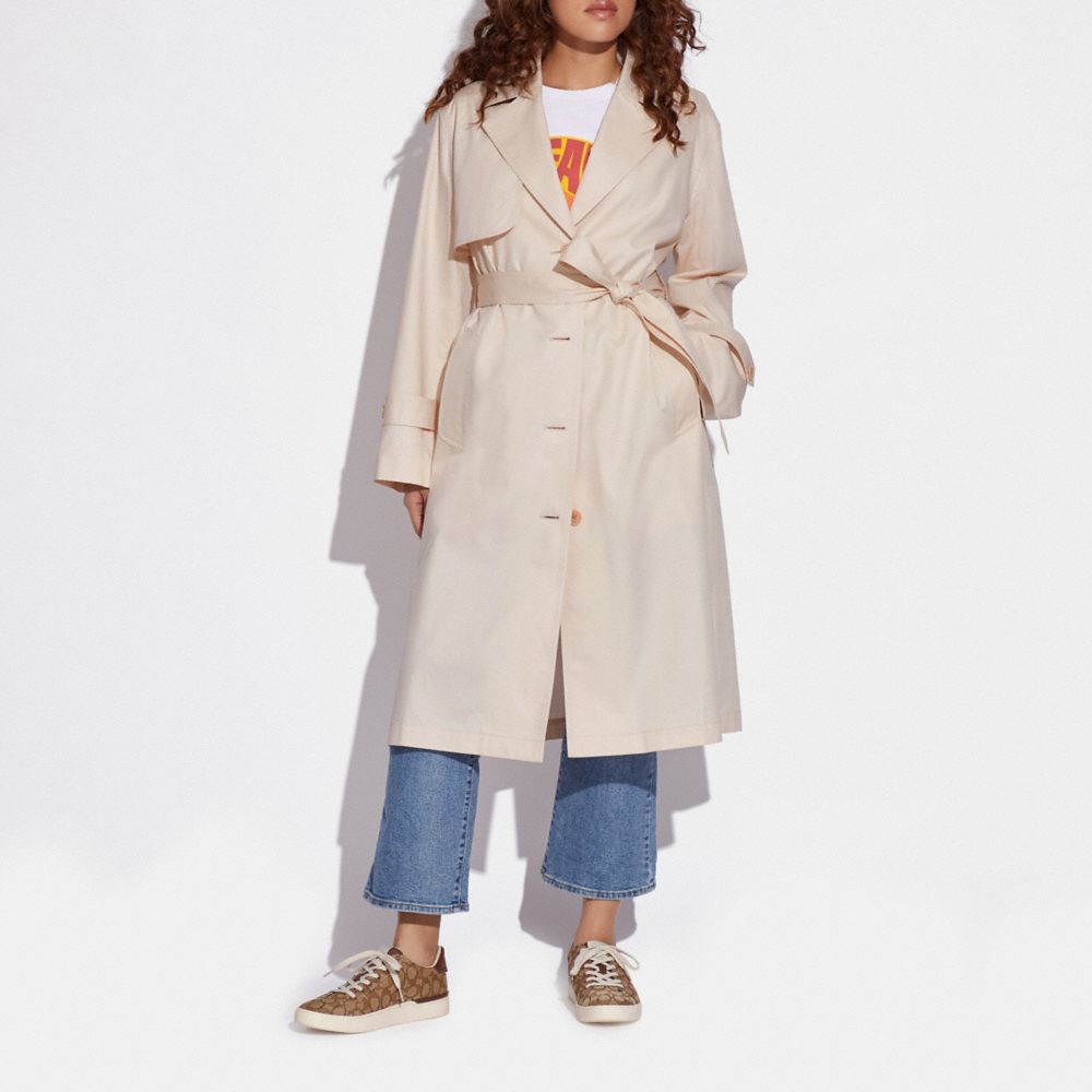 Light Trench Coat With Side Slit