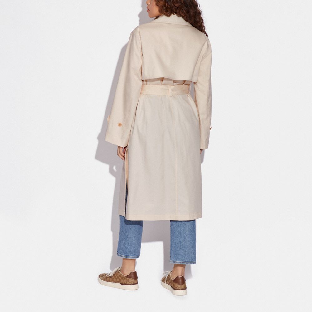 COACH®,LIGHT TRENCH COAT WITH SIDE SLIT,Silver Peony,Scale View