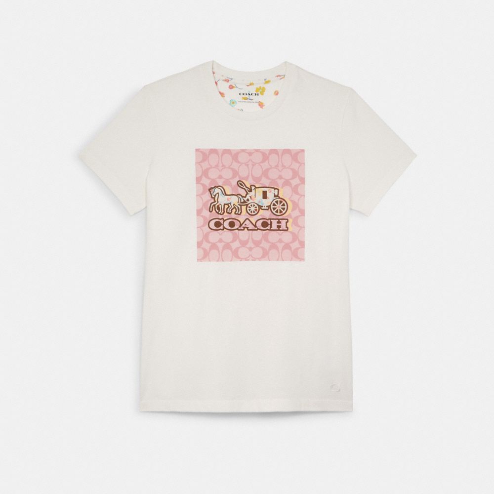 Coach Horse And Carriage Signature T-Shirt Light Apricot Women's