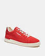 COACH®,CLIP LOW TOP SNEAKER,Leather,Electric Red,Front View