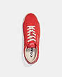 COACH®,CLIP LOW TOP SNEAKER,Leather,Electric Red,Inside View,Top View