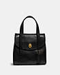 COACH®,VINTAGE BELMONT SATCHEL,Smooth Leather,Brass/Black,Front View
