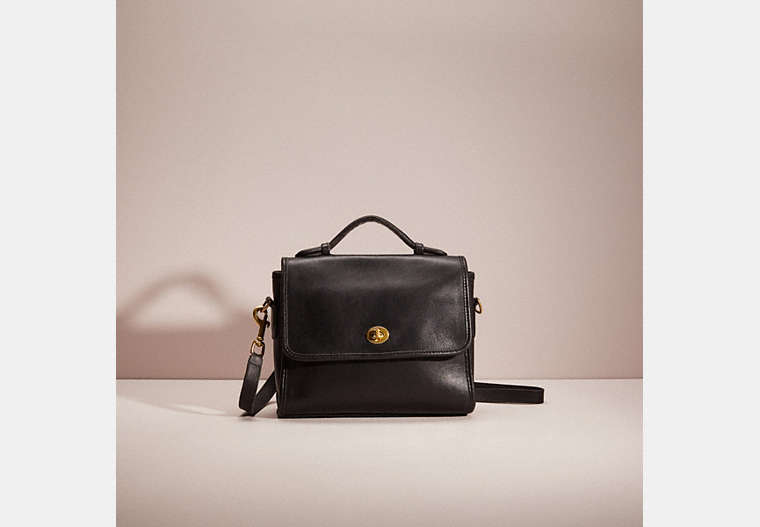 COACH®,VINTAGE COURT BAG,Glovetanned Leather,Brass/Black,Front View