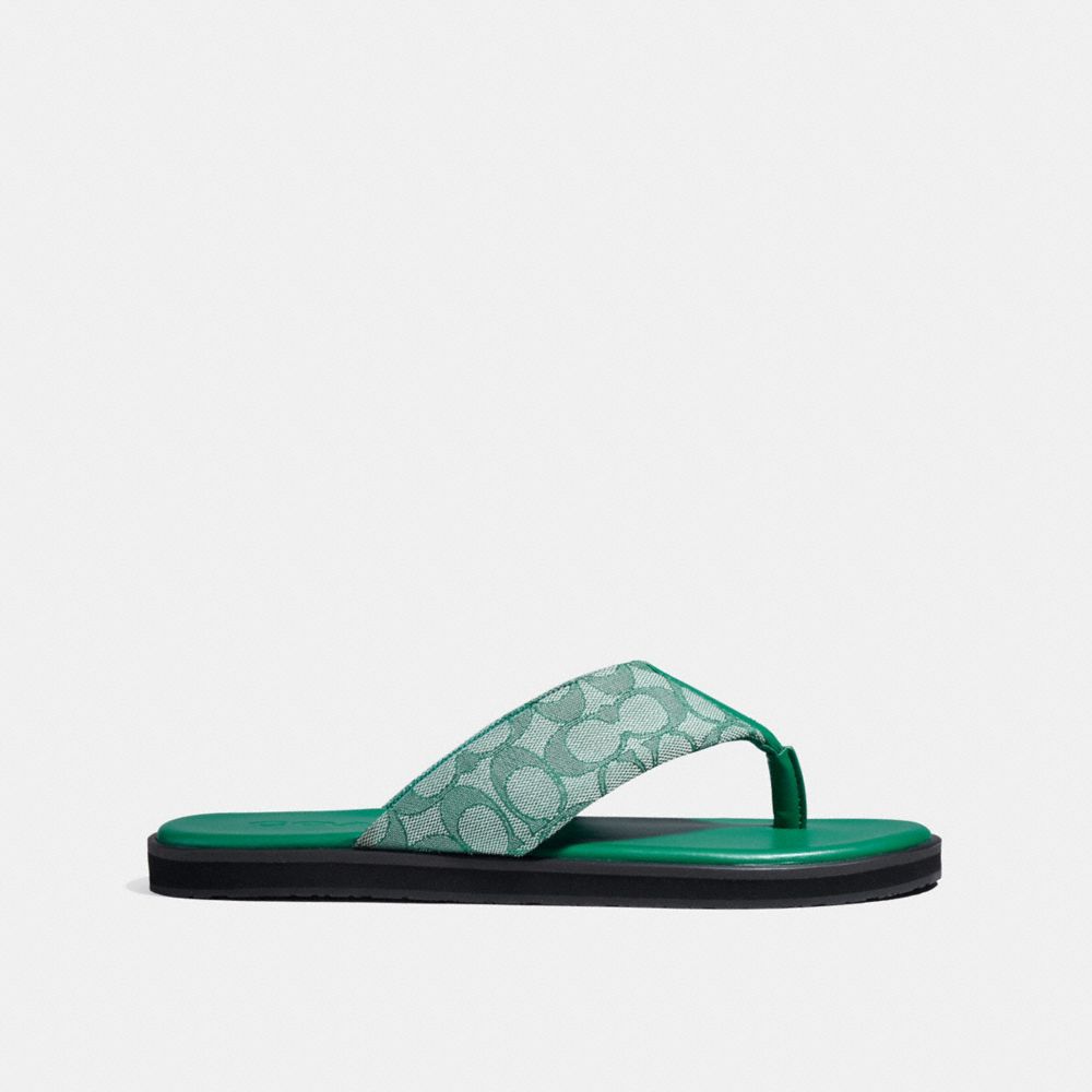 COACH®,FLIP FLOP,Green,Angle View