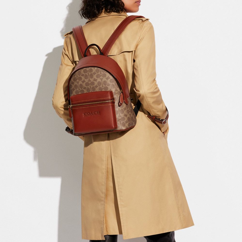 COACH®,Charter Backpack 24 In Signature Canvas,,Detail View